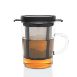 TAZA CRISTAL con FILTRO METALICO y tapa