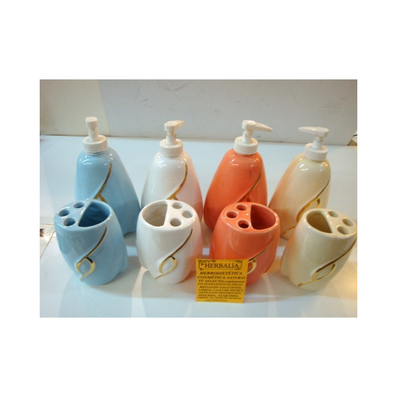 JUEGO BAÑO CERAMICA y ORO 2 piezas