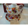 CAFETERA/TETERA PORCELANA con TAZA y PLATO FRUTAS