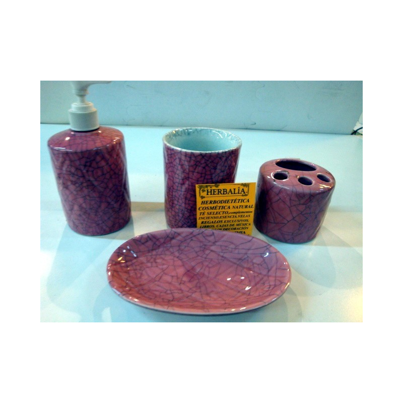 JUEGO BAÑO CERAMICA 4 piezas craquelado