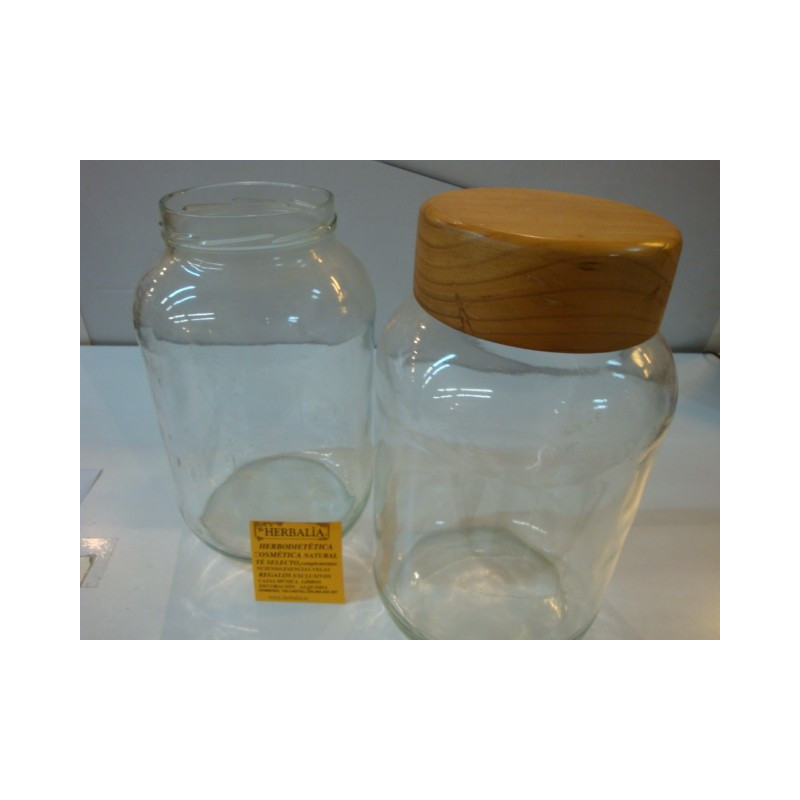 TARRO GRANDE CRISTAL con TAPA MADERA