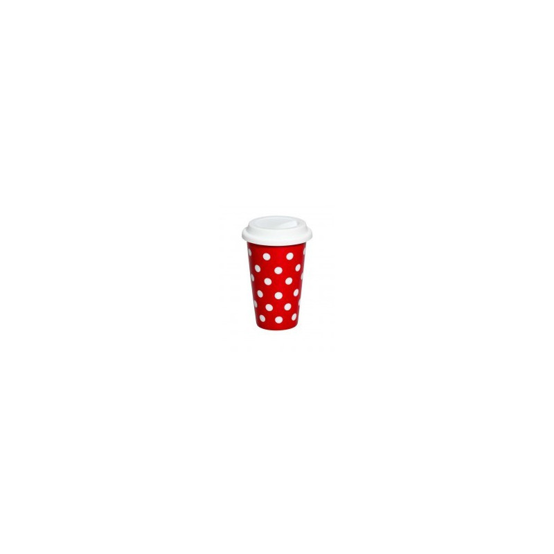 MUG CERAMICA ROJO LUNARES BLANCOS