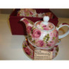 TETERA PORCELANA ROSAS con TAZA y PLATO