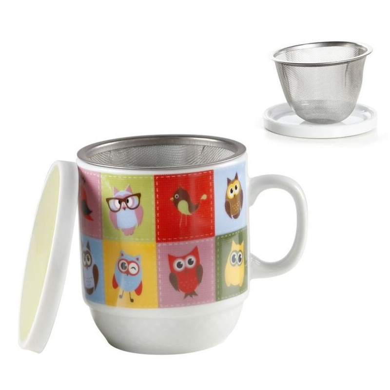 TAZA INFUSIÓN BUHOS con COLADOR