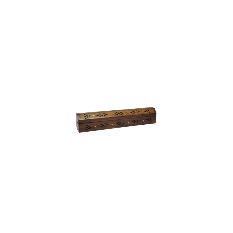 CAJA MADERA TALLADA con 2 inciensos