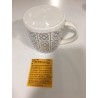 TAZA INFUSIÓN MOSAICO flores gris con colador