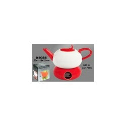 JUEGO TETERA, CALENTADOR, 2 tazas-plato y té